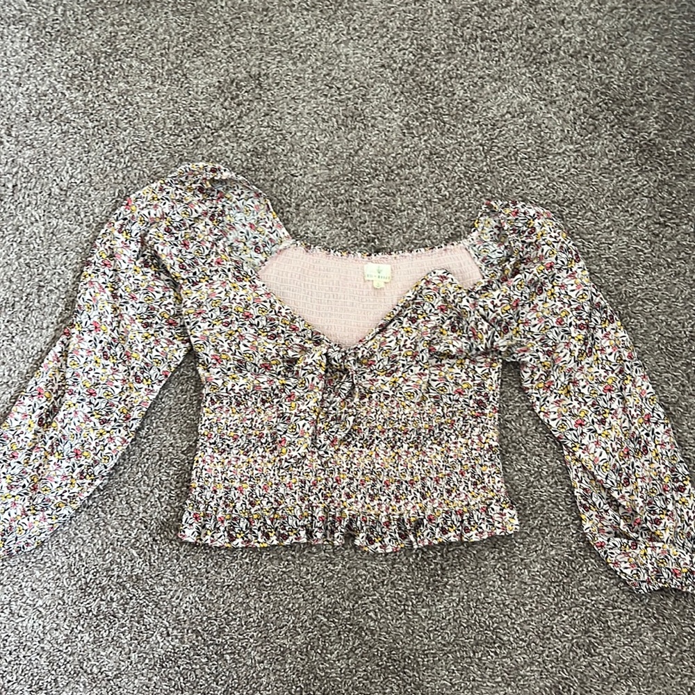 Lost + Wander Smocked Floral Shirt